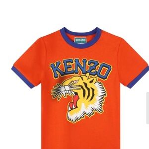 Kenzo Orange Tee with Tiger Graphic